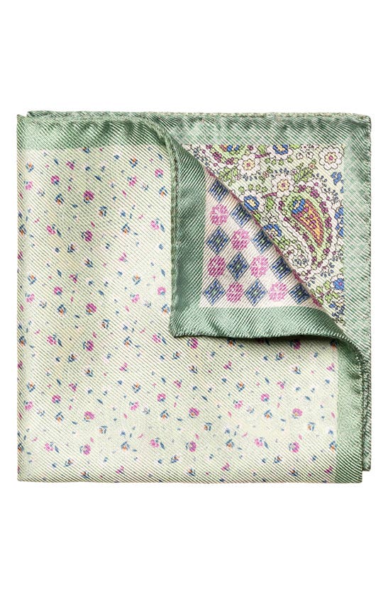Shop Eton Four-in-one Paisley Silk Pocket Square In Lt/ Pastel Green