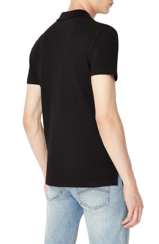 Armani Exchange Embroidered Logo Johnny Collar Piqué Polo In Black |  ModeSens