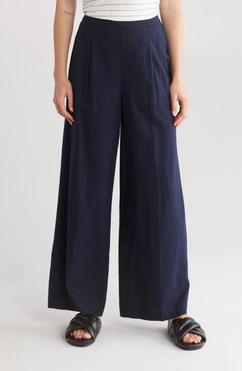 High Waist Wide Leg Linen Blend Pants