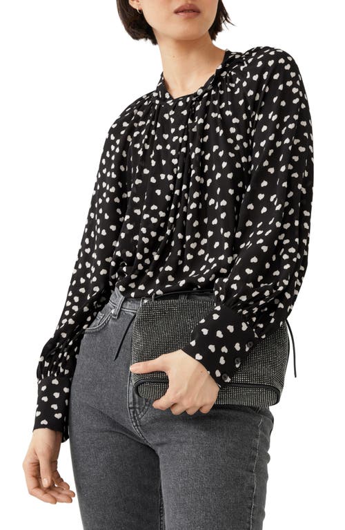 & Other Stories Print Blouse in Black Tiny Heart Aop