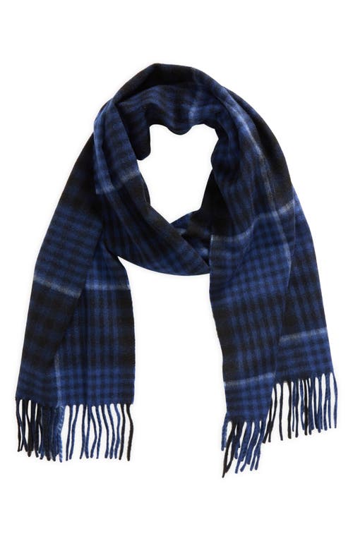 Nordstrom Plaid Cashmere Scarf In Blue- Black Combo