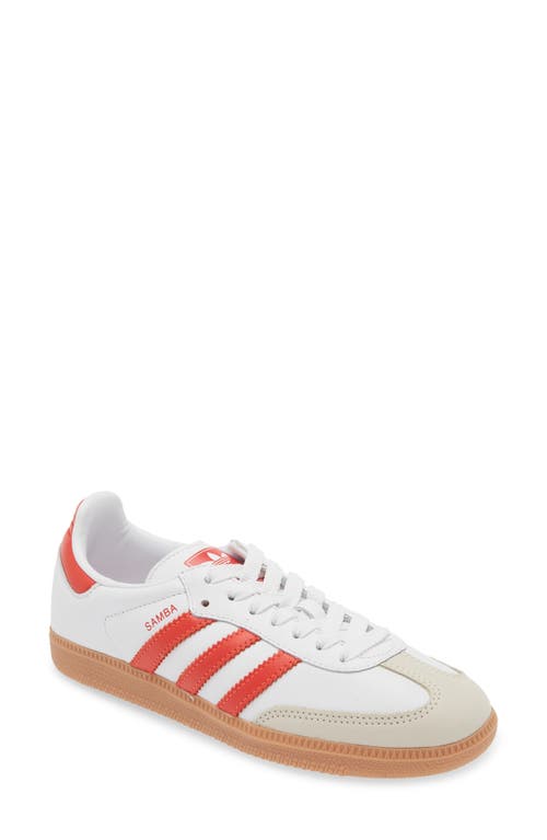 Shop Adidas Originals Adidas Samba Sneaker In White/solar Red/off White