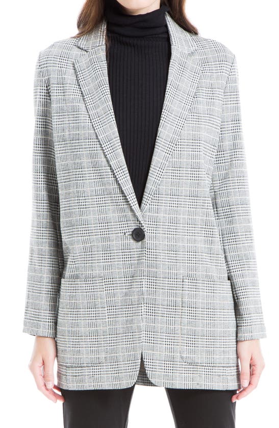 Maxstudio Double Knit One-button Blazer In Black/ Ivory