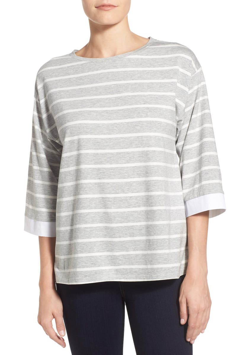 Two by Vince Camuto 'Venue Stripe' Mixed Media Top | Nordstrom