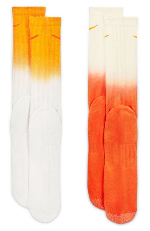Nike Dri-fit Everyday Plus Assorted 2-pack Cushioned Crew Socks In Orange Multi