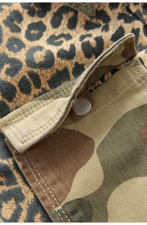 Shop Allsaints Sm By  Kids' Leopard & Camo Print Denim Shacket In Black