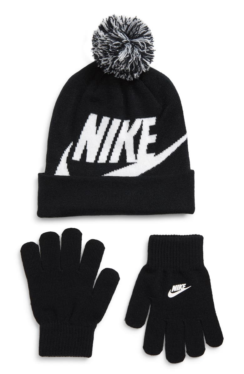 Nike Swoosh Pom Beanie & Gloves Set (Kids) | Nordstrom
