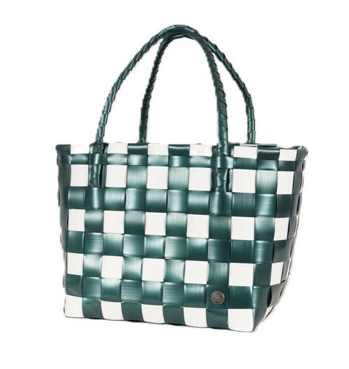 Shop Handed By Paris Spirit Recycled Tote Bags In Green/white Classic Weave
