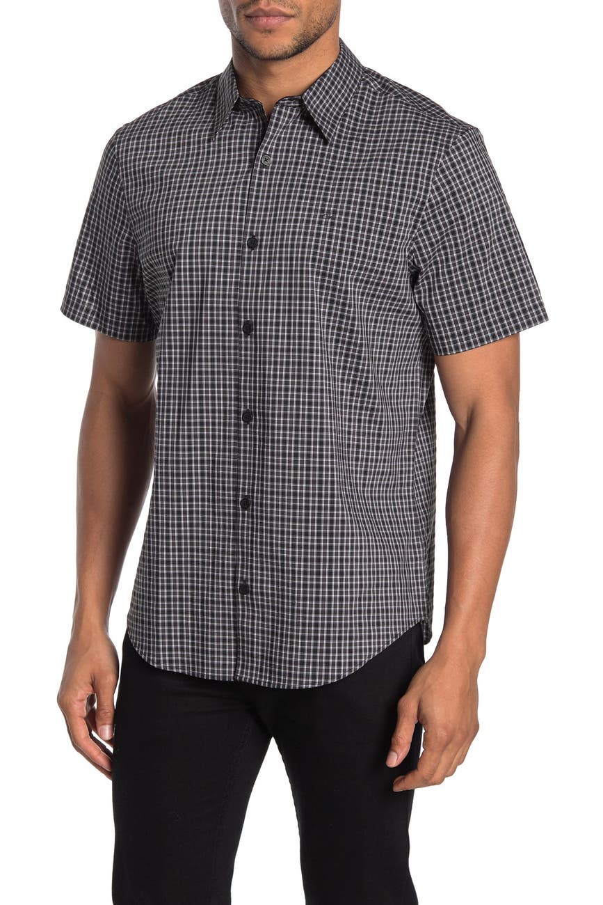 Calvin Klein | Short Sleeve Plaid Print Regular Fit Shirt | Nordstrom Rack