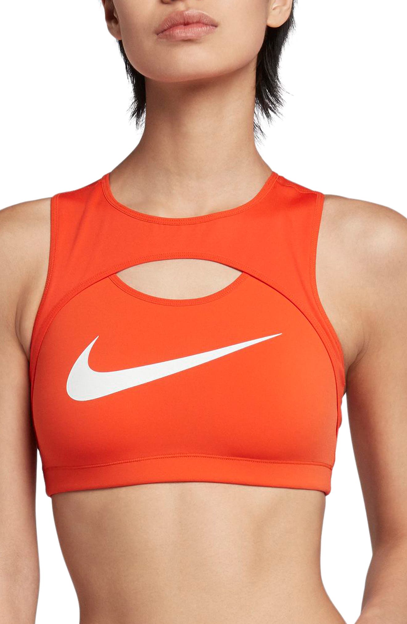 orange nike sports bra