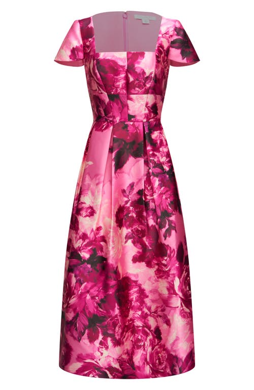 Shop Kay Unger Tierney Floral Midi Dress In Pink Rose