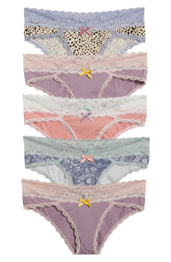 Honeydew Intimates Honeydew Ahna 5-pack Lace Hipster Panties In Purple Multi