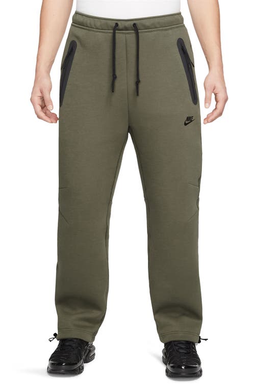 Nike Tech Fleece Open Hem Pants In Medium Olive/black