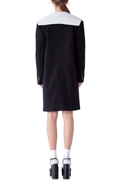 English Factory Sailor Collar Coat In Black/white