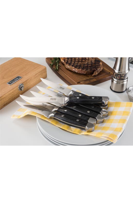 Viking Steakhouse 6-piece Pakka Wood Steak Knife Set In Black