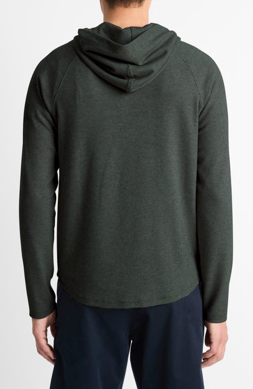 Shop Vince Broken Twill Hoodie In Deep Jewel/heather Grey