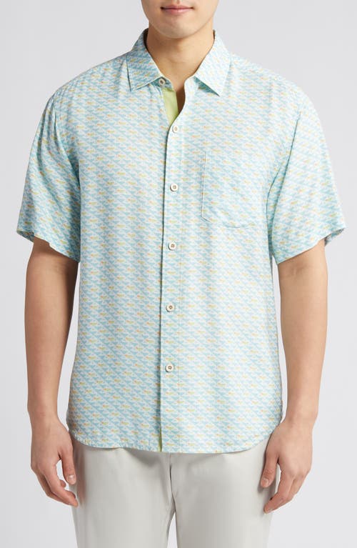 Tommy Bahama Veracruz Cay Cocktail Mixer Short Sleeve Button-Up Shirt Opal at Nordstrom,