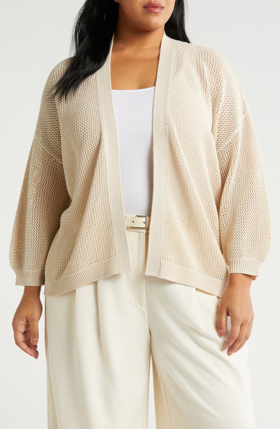 Shop Nordstrom Open Stitch Open Front Cotton Cardigan In Beige Beach