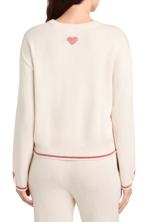 Splendid Elizabeth Heart Detail Cotton Blend Sweater In Snow Heather/holly