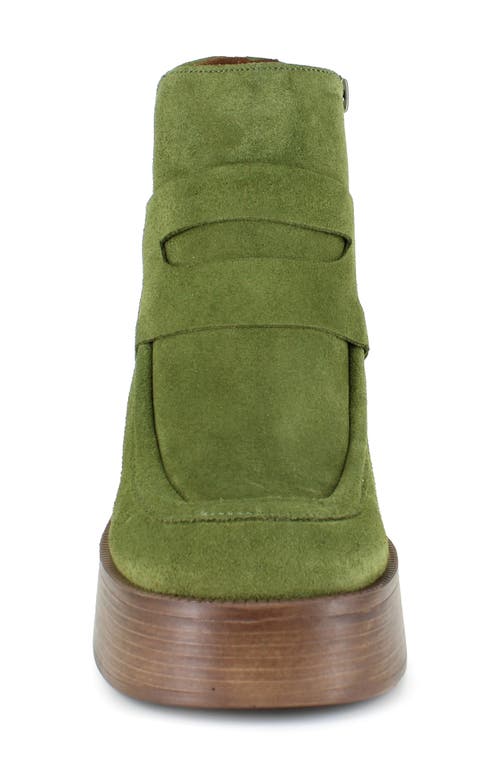 Ziginy Bertina Water Resistant Platform Bootie In Olive Suede