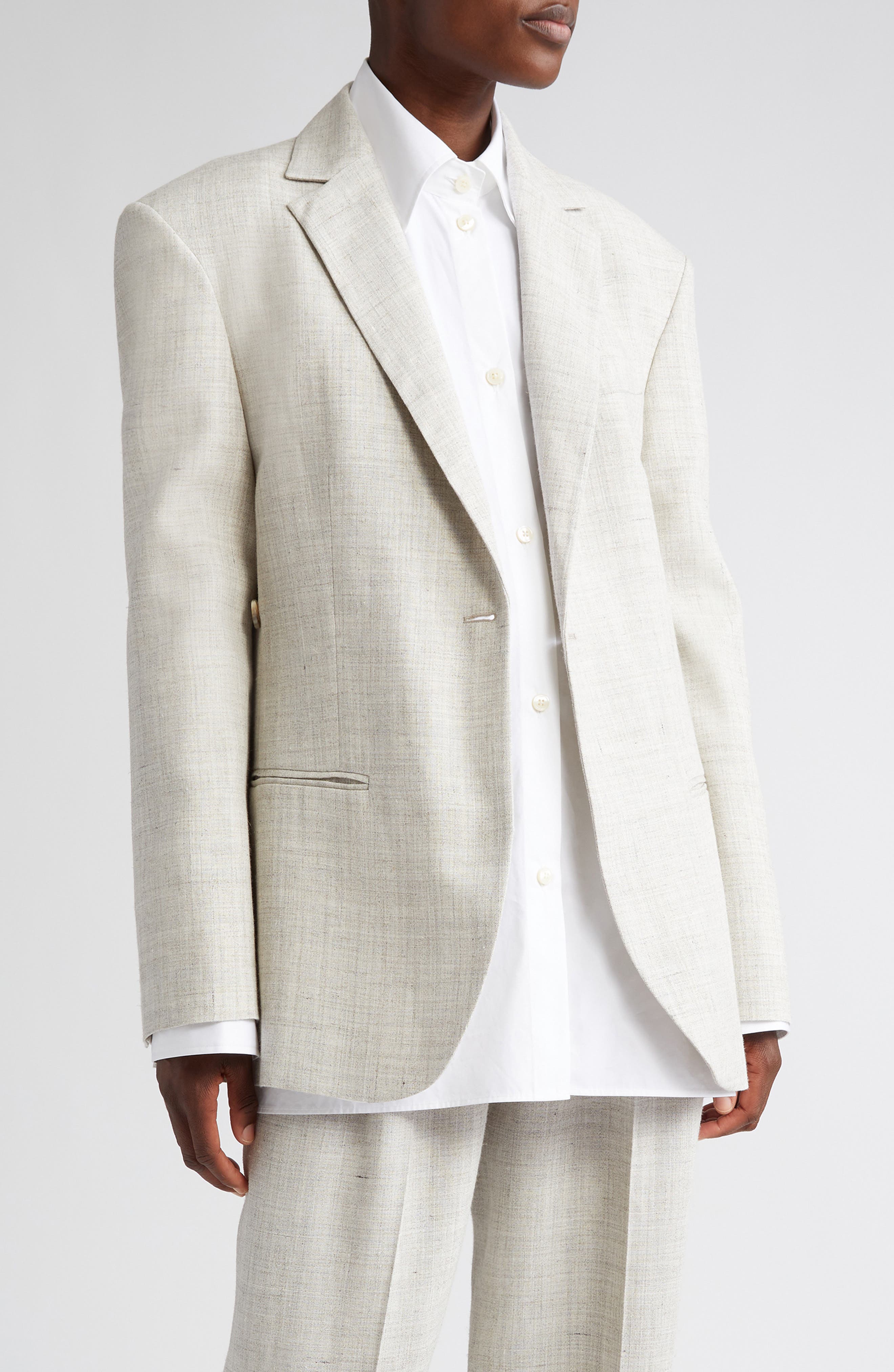 Róhe Overlap Blazer in Stone Melange | Smart Closet