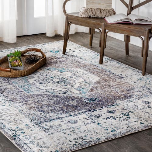 Jonathan Y Ankara Vintage Medallion Area Rug In Gray/ivory