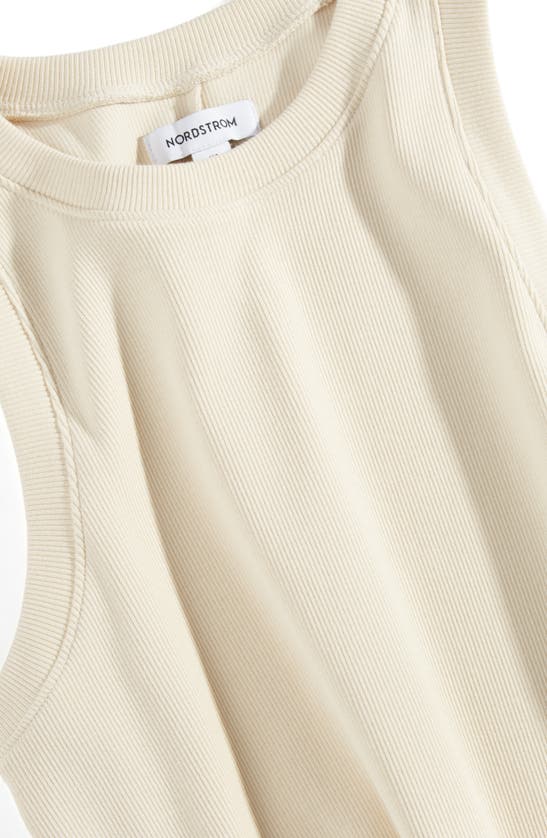 Shop Nordstrom Stretch Cotton Ribbed Tank Dress In Beige Burnt