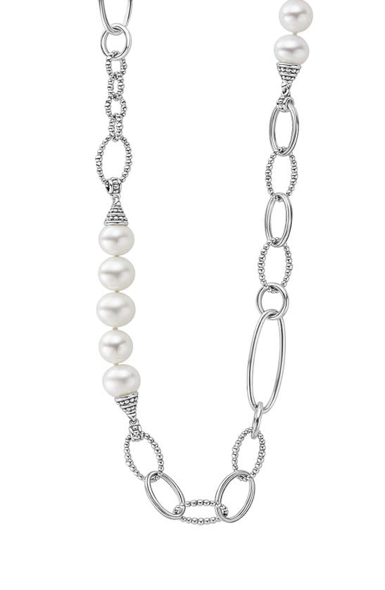 Shop Lagos Luna Freshwater Pearl Station Necklace In Silver
