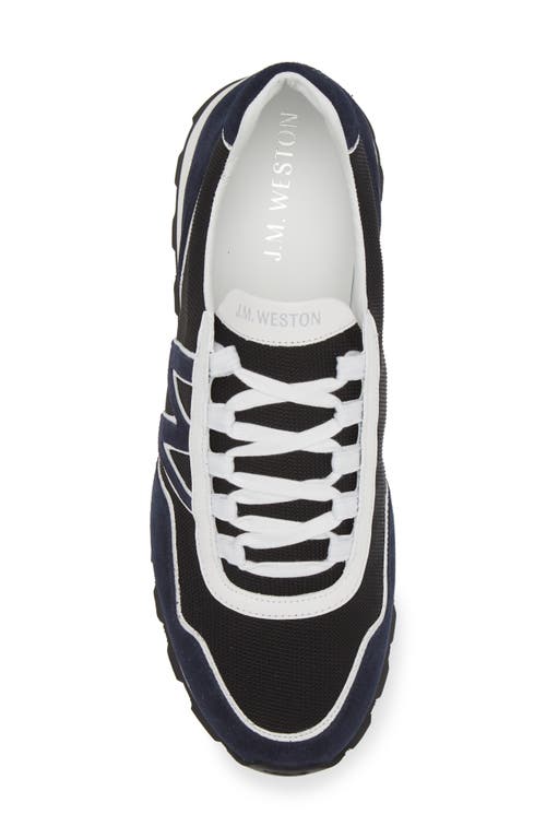 Jm Weston On My Way Ghillies Sneaker In Black/white/navy