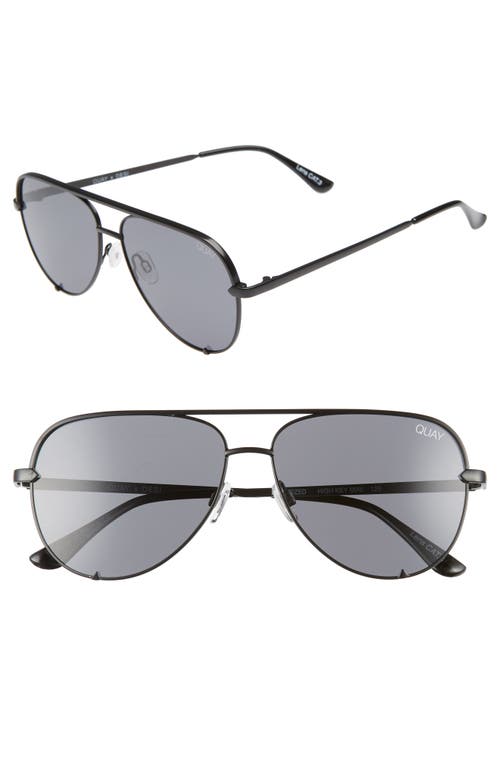 Shop Quay High Key Mini 51mm Aviator Sunglasses In Black/smoke Polarized