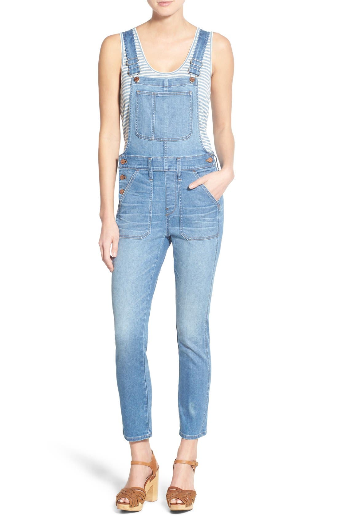 Madewell Crop Skinny Denim Overalls (Hewitt Wash) Nordstrom