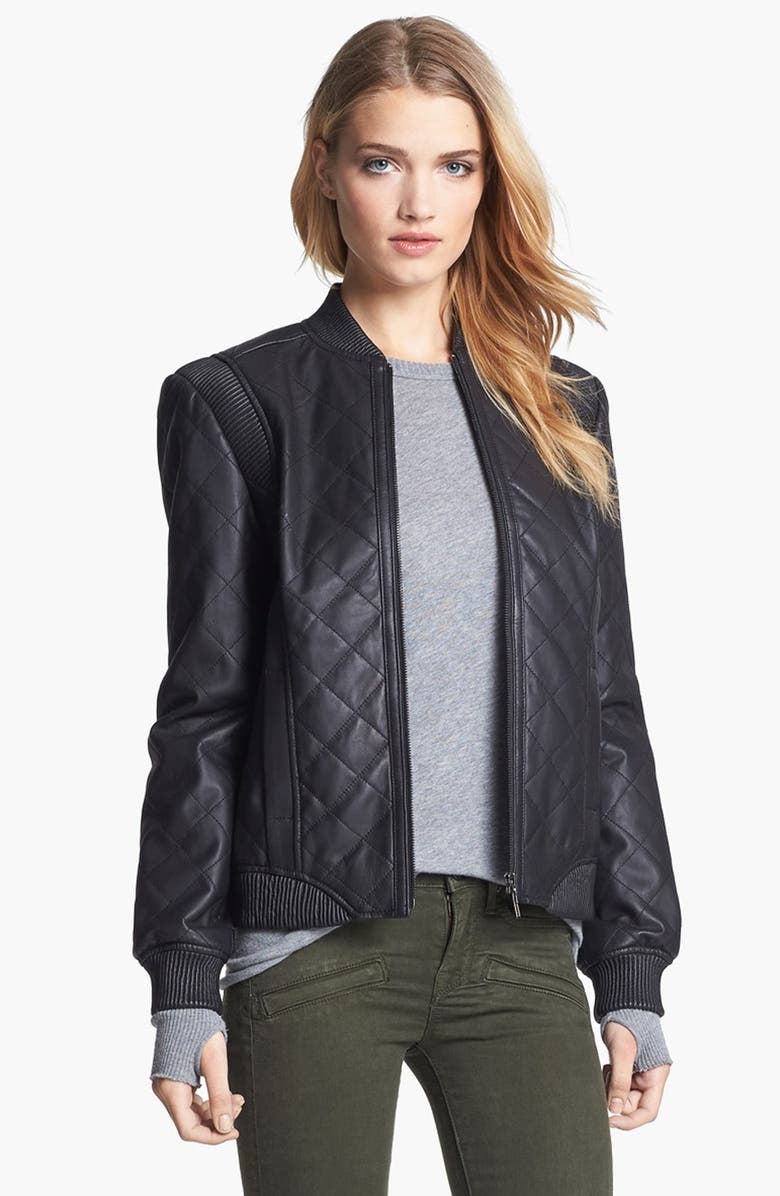 Truth & Pride Quilted Leather Bomber Jacket | Nordstrom