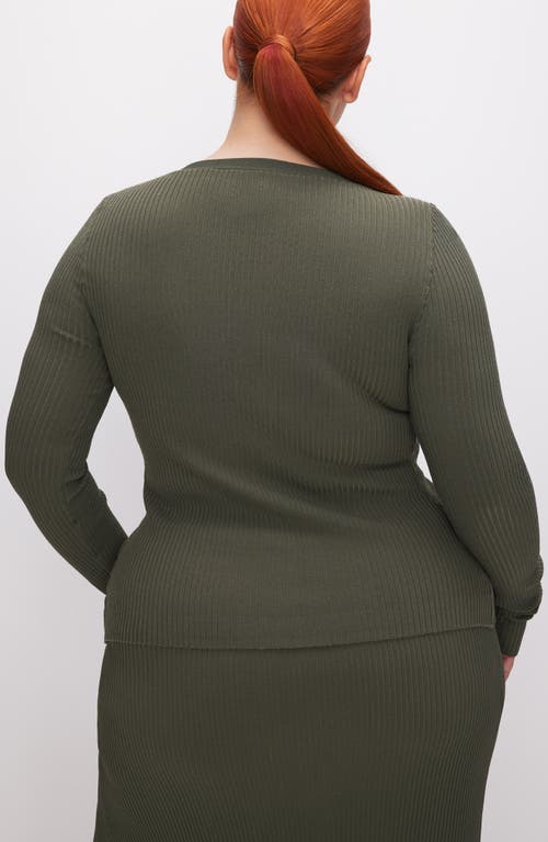 Good American Shine Rib Cardigan In Fatigue001