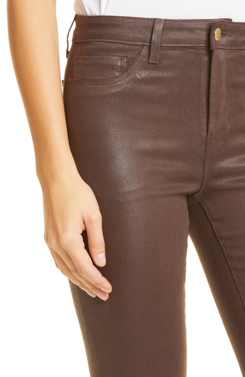 L Agence L'agence Margot High Rise Skinny Jeans In Dark Mocha Coated In Espresso Coated