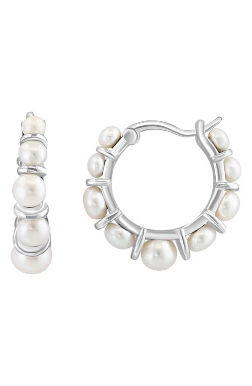 Shop Effy Sterling Silver 2.5-4mm Freshwater Pearl Hoop Earrings In Silver/pearl