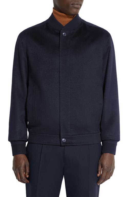 Zegna Oasi Cashmere Elements Water Repellent Bomber Jacket In Navy