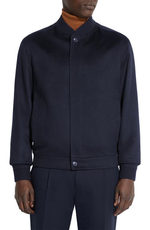 Shop Zegna Oasi Cashmere Elements Water Repellent Bomber Jacket In Navy