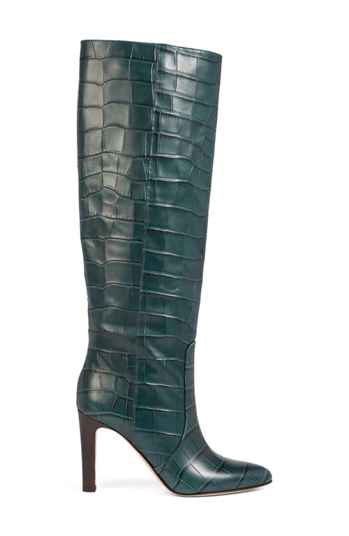 Lk Bennett Margret Croc Embossed Knee High Boot In Gre-sea Green