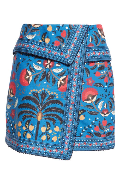 Farm Rio Palms Paradise Wrap Front Miniskirt In Palms Paradise Teal