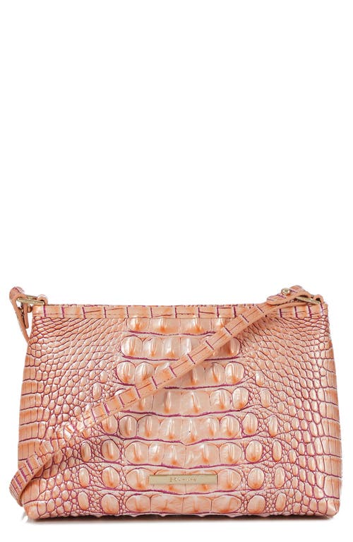 Lorelei Croc Embossed Leather Shoulder Bag in Apricot Rose