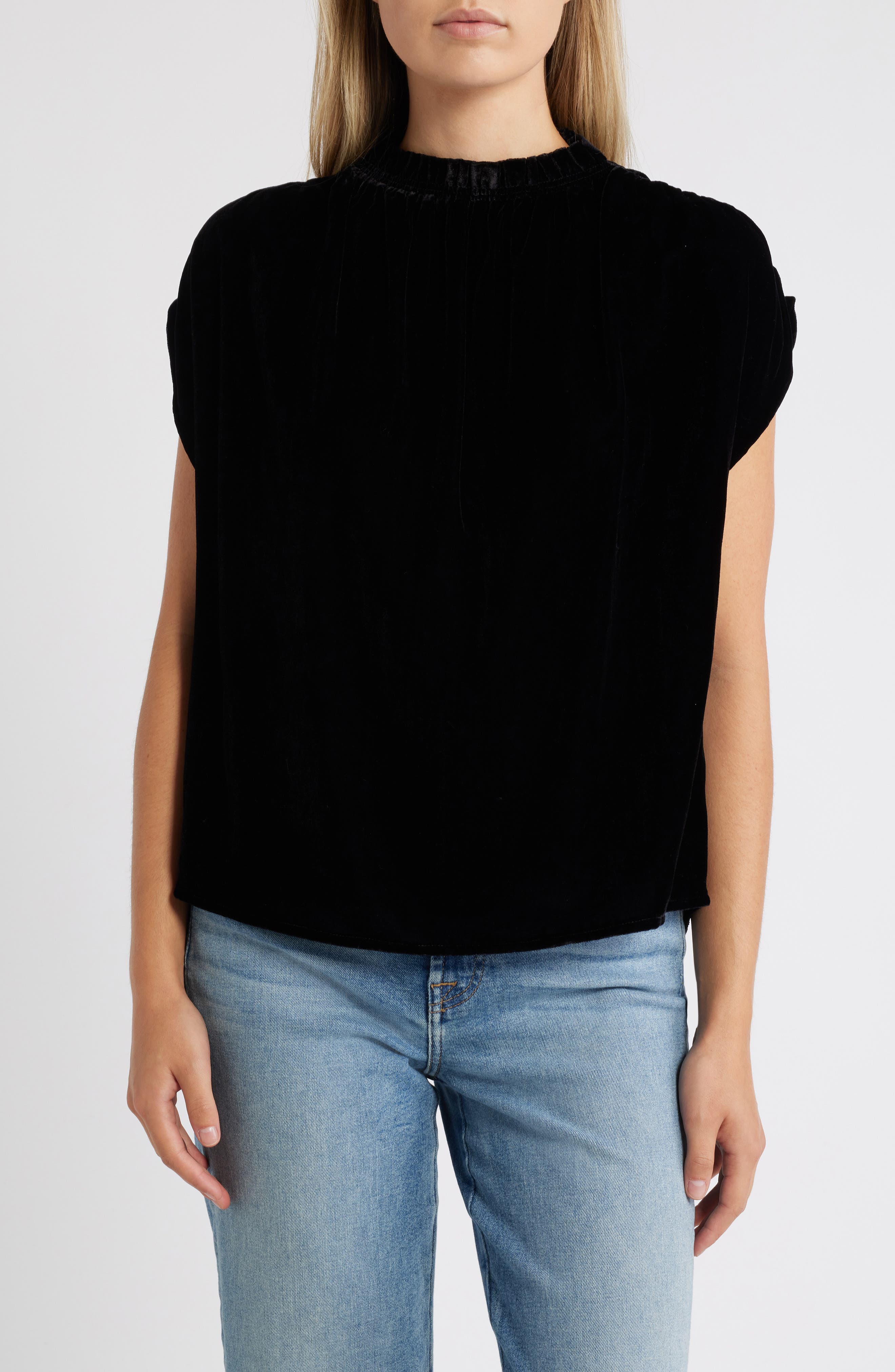 Wit & Wisdom Extended Sleeve Velvet Top in Black 