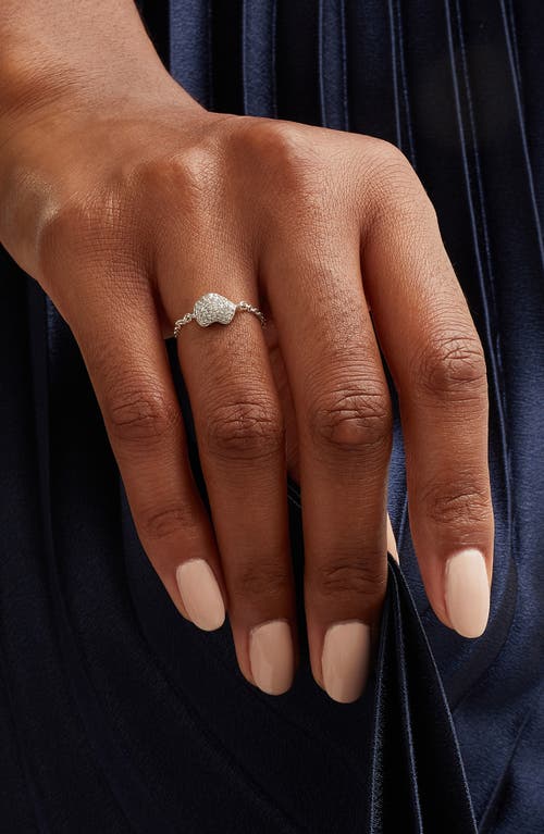 Shop Monica Vinader Nura Mini Heart Friendship Chain Ring In Silver/diamond