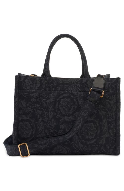 Shop Versace Barocco Athena Medium Tote In Black/-gold