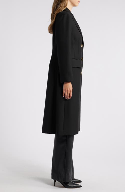 Shop Bcbg Double Breasted Coat In Black Twill