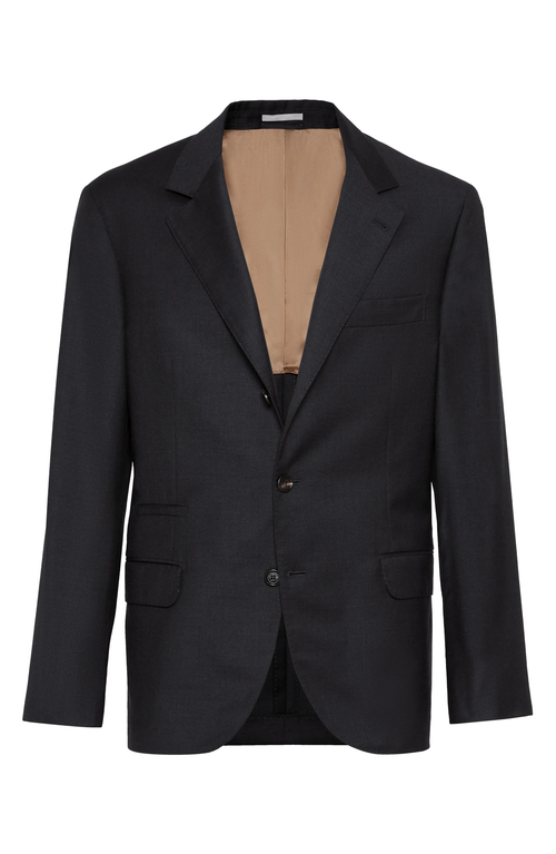 Shop Brunello Cucinelli Super 150s Virgin Wool Four Season Batavia Twill Blazer In Anthracite