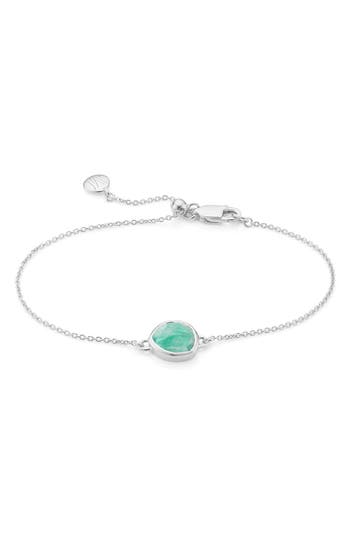 Monica Vinader Siren Semiprecious Stone Bracelet In Silver/amazonite