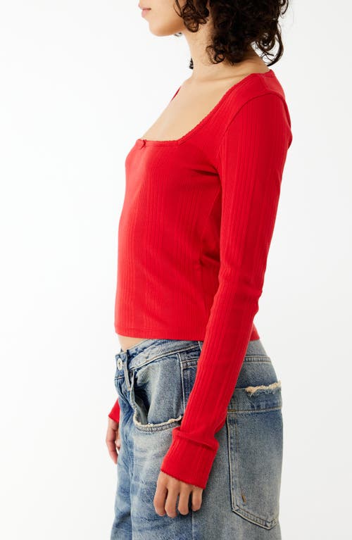 Shop Bdg Urban Outfitters Olivia Picot Trim Rib Top In Red