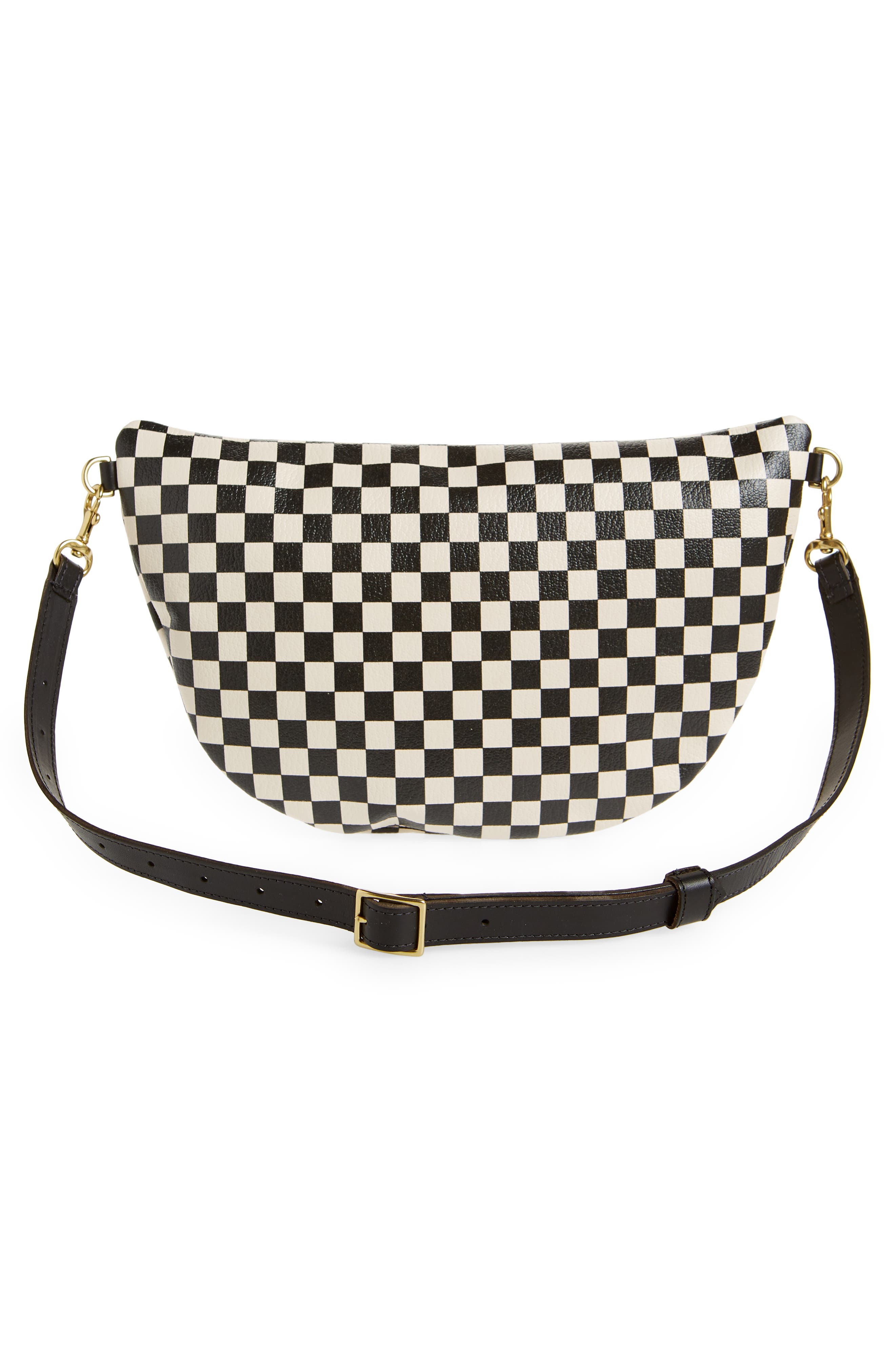 Clare V. Le Zip Sac Leather Tote Bag in Cream Chantal/black Checkers