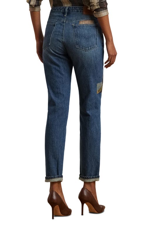 Shop Lauren Ralph Lauren Patch Ankle Tapered Boyfriend Jeans In Harvest Wash