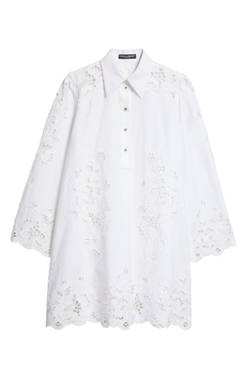 Dolce & Gabbana Dolce&gabbana Broderie Anglaise Cotton Blend Poplin Shirtdress In White